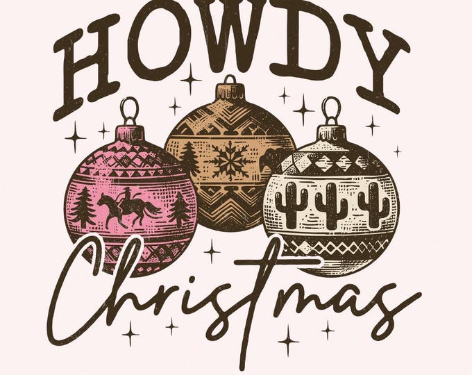 Howdy Christmas PNG, Western Sublimation Design, Retro Christmas Ornament, Cowboy Cowgirl Christmas, Digital Download, Instant Download