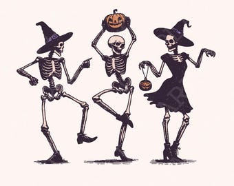 Dancing Skeletons png, halloween skeleton, spooky season png, funny halloween png, skeleton dance png, spooky vibes png