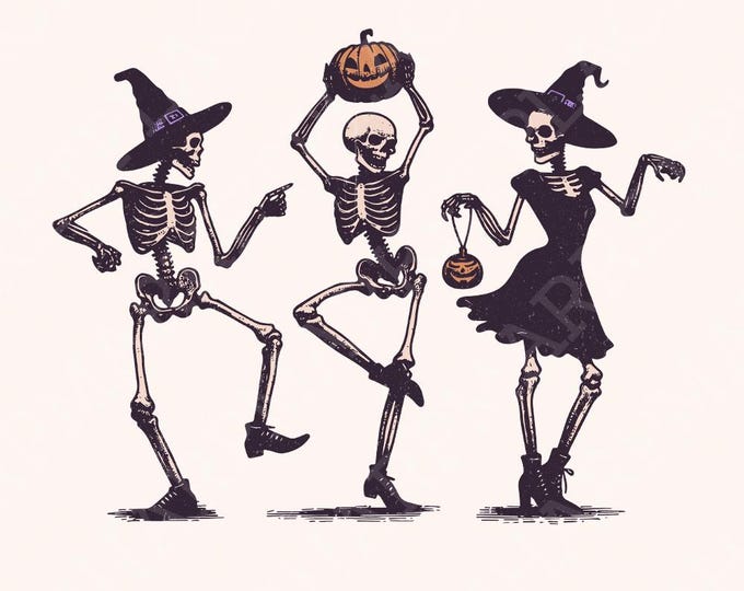 Dancing Skeletons png, halloween skeleton, spooky season png, funny halloween png, skeleton dance png, spooky vibes png