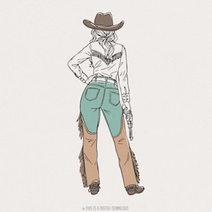 Style cow-girl PNG, stylisme Western, art féminin de Style country pour T-shirts, rodéo chic, téléchargement numérique, look cow-girl vintage