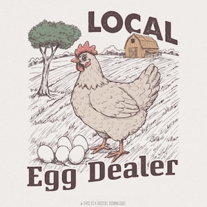 Lustiger lokaler Eierhändler PNG, Retro Hühnerliebhaber Design, Bauernhausleben, freche Hühnermutter, trendiges Ostern, Zeichen für frische Eier, digitaler Download