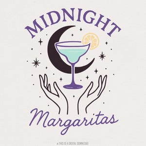 Margarita di mezzanotte in formato PNG, design digitale di Margarita mistica, stampa a sublimazione di magliette boho, cocktail celeste in formato PNG, regalo per la fidanzata da scaricare