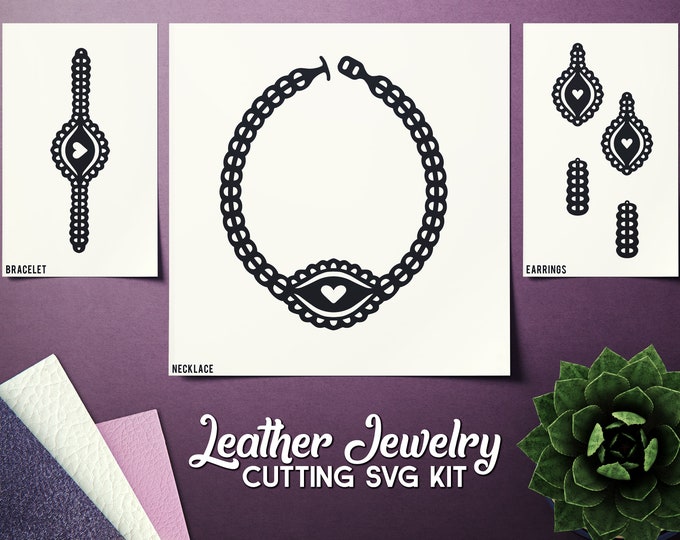 Leather Kit SVG - Earrings Bracelet Necklace -  VOL 9 - Cricut Files - Cutting Template - Leather Jewelry Templates Cut Files Laser DXF