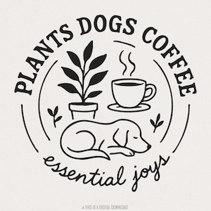 Pflanzen Hunde Kaffee PNG, Hundemama Pflanzen Shirt, Kaffee-Liebhaber Grafik, süßes Pflanzen Hunde Shirt, Sublimationshund Kunst, Vintage Pflanzen Hund Design