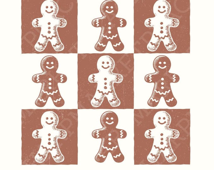 Retro Checkered Gingerbread Man PNG, Cute Christmas Png, Holiday Season Png, Vintage Christmas, Christmas Sublimation Design, Xmas Shirt