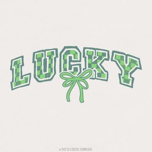 Lucky St Patricks Day PNG, Retro St Patrick Sublimation Design, Lucky Shamrock Coquette Bow, Irish St Pattys Day, Shamrock PNG