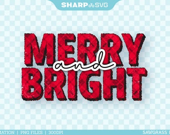 Merry and Bright PNG - Christmas Sublimation Prints - Christmas Transparent Sublimation Designs - Merry and Bright - Sublimation Epson