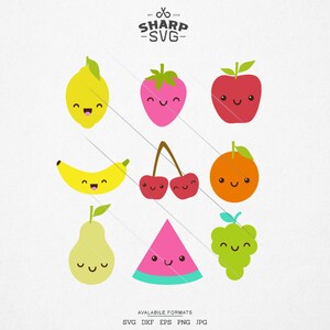 Früchte SVG - Früchte Kawaii SVG - Sommer Früchte SVG - Strand svg - Sommerzeit svg - Für Cricut, Silhouette und mehr