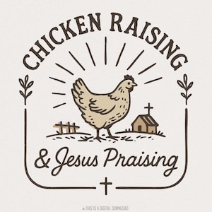 Élevage de poulet PNG, Jésus louant le téléchargement immédiat, cadeaux de poulet, conception de T-shirt, cadeaux de t-shirt, élever Jésus, T-shirt de louange, PNG unique