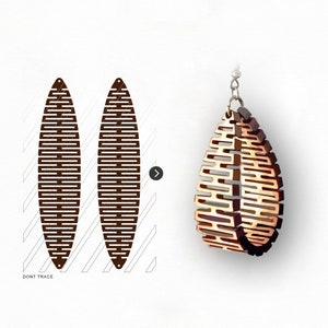 Boucle d'oreille sculptée SVG, SVG torsadé en cuir, pendentif boucles d'oreilles tridimensionnelles SVG dxf 3D bijoux en cuir modèle découpé au laser usage Commercial