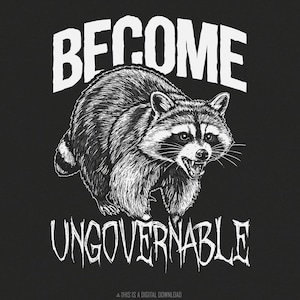 Vintage Angry Raccoon PNG, Trash Panda Meme Graphic, grappige dieren digitale download, onbestuurbare wasbeer, rebelse natuurkunst, cadeau-idee