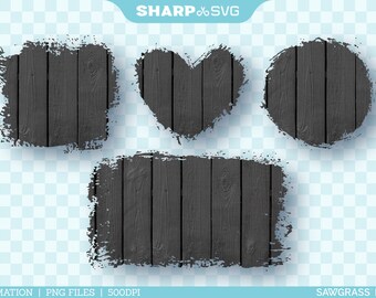 Distressed Black Wood 2 Sublimation PNG | Square Heart Circle Rectangle - Sublimation Designs Downloads - Sublimation PNG