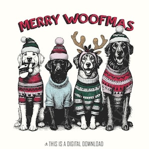 Joyeux Woofmas PNG, Dog Mama PNG, Noël png, téléchargement numérique, amoureux des chiens png, chien Noël PNG, conception par sublimation, cadeau de Noël