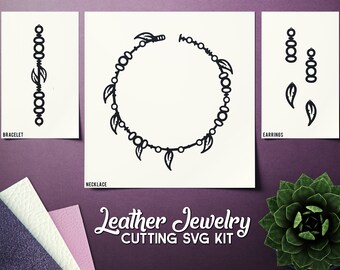 Leather Kit SVG - Earrings Bracelet Necklace -  VOL 12 - Cricut Files - Cutting Template - Leather Jewelry Templates Cut Files Laser DXF