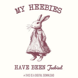Mes Heebies Have Been Jeebied PNG Digital Download, Funny Design PNG, Design par sublimation, lapin PNG, humour adulte, Meme, blague, idiot