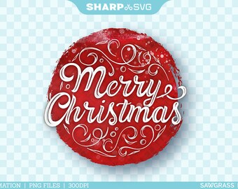 Merry Christmas PNG Sublimation - Christmas Design 3 - Christmas Sublimation - Christmas Clipart - Hand Drawn Watercolor - Sublimation Epson