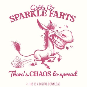 Giddy Up Sparkle Farts PNG, Umorismo sarcastico western, Caos da diffondere, Cavallo rosa per lei, Detto divertente sul cavallo, Compleanno BFF, Sfacciato ma di classe