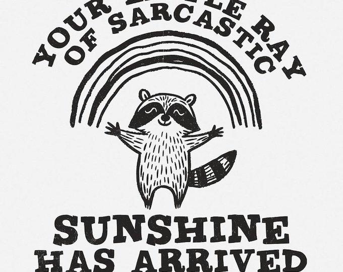 Your Little Ray Of Sarcastic Sunshine, Sarcastic png PNG, Funny Raccoon Design, Retro Raccoon Meme, Sassy Quotes, Sarcastic Shirt PNG