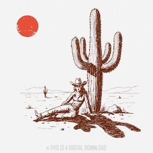 Retro Cowgirl Cactus png, Western PNG, Cowboy PNG, Vintage Wrangler, Country Western, Boho Boho Desert, Cactus PNG Sublimazione