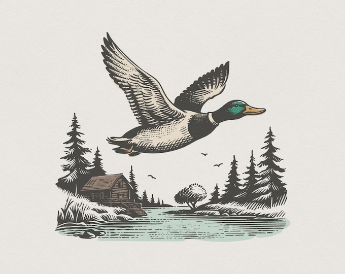 Vintage Wild Duck PNG, Mallard Duck Clipart, Duck Hunting Sublimation, Flying Mallard, Marsh PNG, Digital Download, Transparent Duck Art
