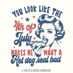 Pareces el 4 de julio PNG, Hot Dog retro americano, Día de la Independencia, Descarga digital patriótica de EE. UU., Arte de sublimación del 4 de julio
