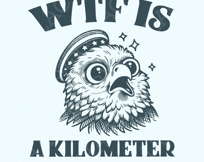 WTF Kilometer Meme Design, American Quote, 4th of July, Independence Day, Political Humor, Unique Gift, Freedom Art, Patriotic Meme
