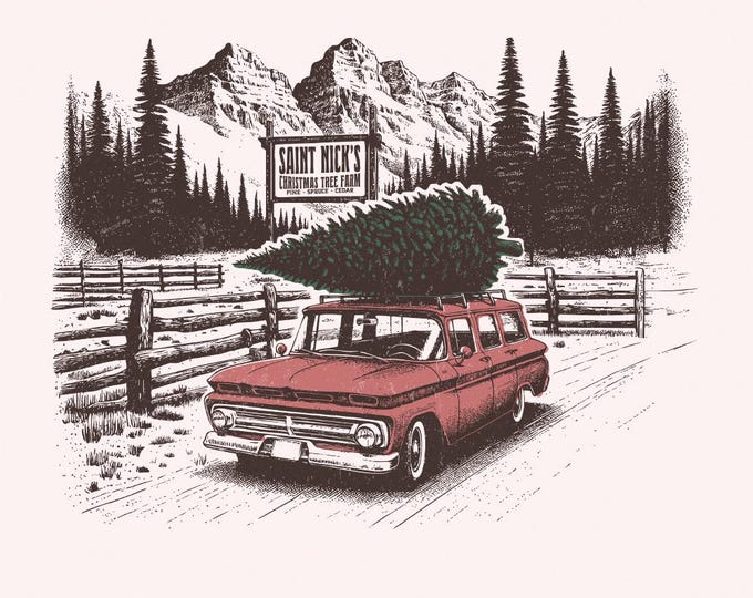 Christmas Tree Farm PNG, Sublimation, Vintage Christmas Graphics, Retro Xmas Tree png, Holiday Tshirt, Boho Christmas Images Download