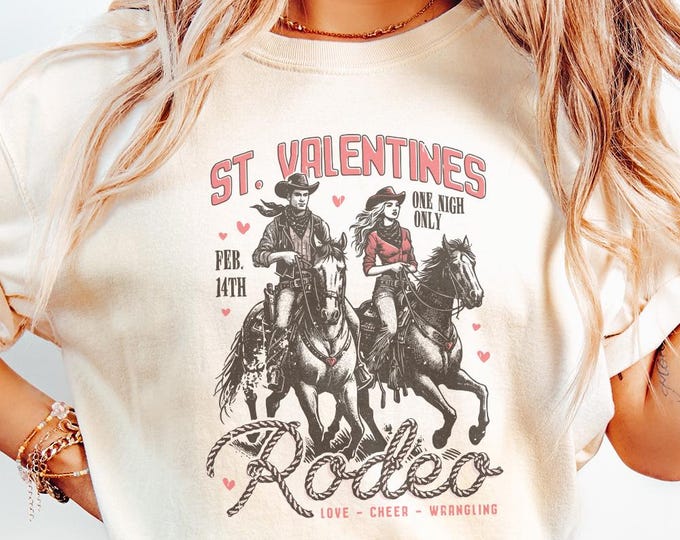 St. Valentine's Wild West Rodeo, Vintage Western Valentine Design, Cowboy Love Adventure, Rustic Rodeo Style, Country Heart Charm