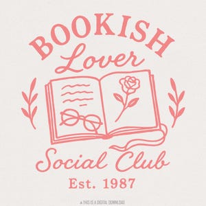 Club Sociale per Amanti dei Libri PNG, Amante dei Libri PNG, Maglietta per Leggere, Estetica Vintage Academia, Regalo per Lettori, Occhiali con Motivo Floreale Rosa, DTG Digital