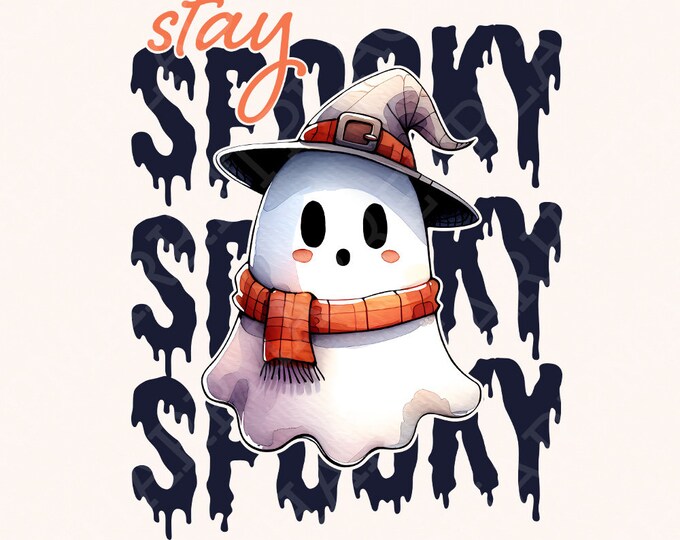 Stay Spooky png, Spooky Season png, Halloween png, Ghost png, Retro Halloween png, Ghost png, Spooky Sticker png