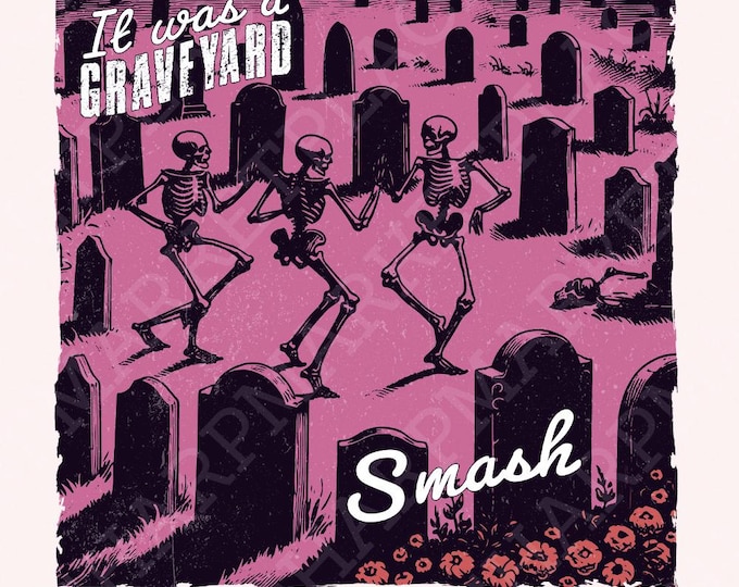 Graveyard Smash PNG, Halloween PNG, Spooky png, Trendy PNG, Vintage Halloween, Retro Halloween png, Dancing Skeleton png, Spooky Season png