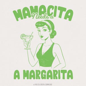 Mamacita braucht eine Margarita PNG, Retro Grafik, Vintage Illustration, Sublimation PNG, kommerzielle Nutzung, Print on Demand, digitaler Download