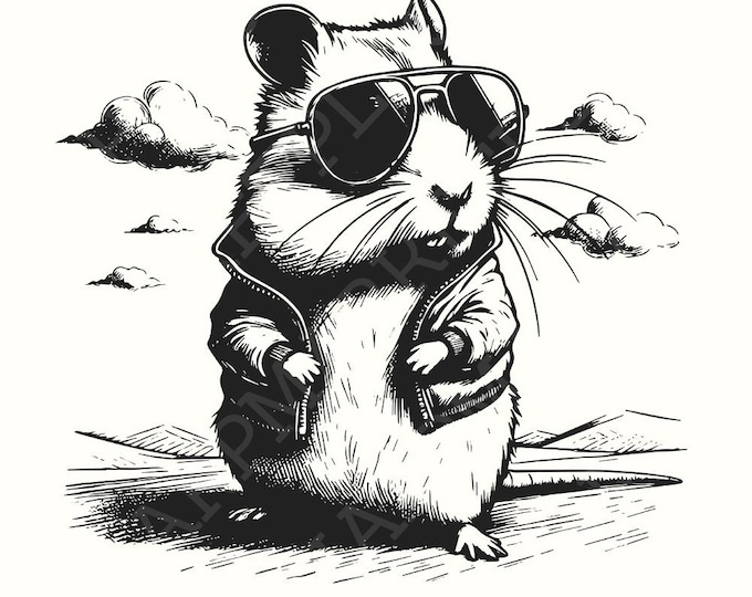 Cute Cool Hamster PNG, Funny Hamster png, Vintage Animal Art, Sarcastic Sublimation Design