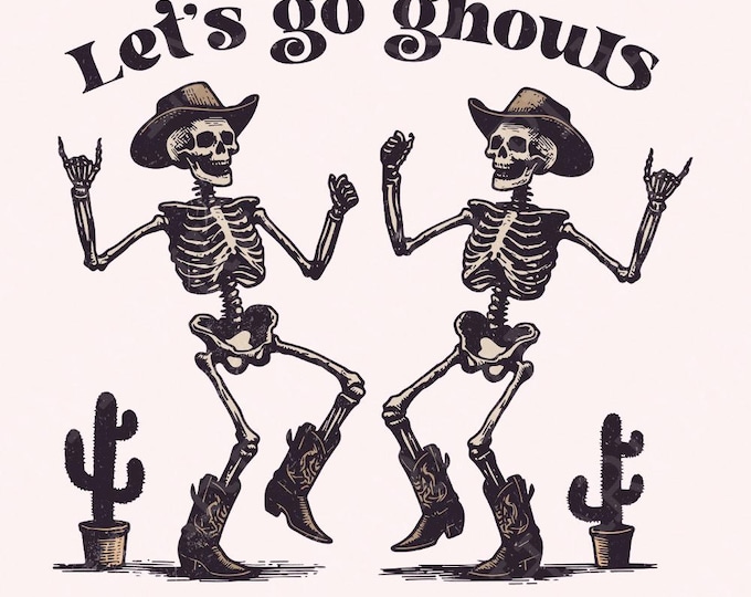 Let's Go Ghouls PNG, Halloween PNG, Ghost Halloween, Retro Halloween, Spooky Season png, Cute Ghost PNG, Funny Halloween, Dancing Skeleton