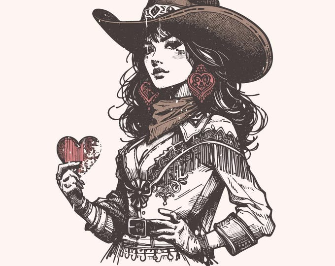 Cowgirl Hearts Queen Png, Poker Card Cowgirl Western Clipart, Digital Download, Western Sublimation Png, Queen Hearts, Instant Download