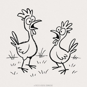 Funny Cartoon poulets PNG, Clipart poulet lunatique, Sublimation d'animaux de ferme, conception de chemise de ferme vintage, humour country tendance PNG