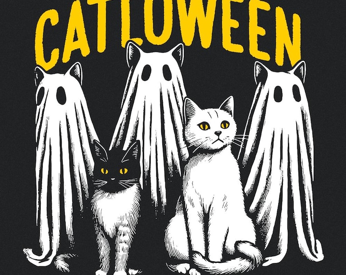 Cute Halloween Cat PNG, Ghost Cat png, Halloween png, Black Cat PNG, Spooky Season, Retro Halloween png, Cat Mama PNG