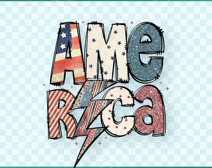 Fourth of July PNG, 4th July Sublimation, Dalmatian Doodle Letters, America Shirt, 4th of July, America 1776, 4th of July PNG