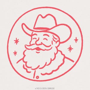 Babbo Natale Cowboy Allegro PNG, Clipart di Natale Western da scaricare, Arte a sublimazione di Babbo Natale Cowboy, Babbo Natale retrò, PNG di Natale vintage