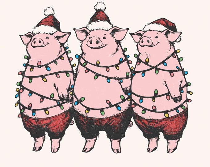 Christmas Pig Png, Merry Christmas PNG, Funny Christmas Png, Christmas Season Png, Vintage Pig Png, Christmas Farm, Instant Digital Download