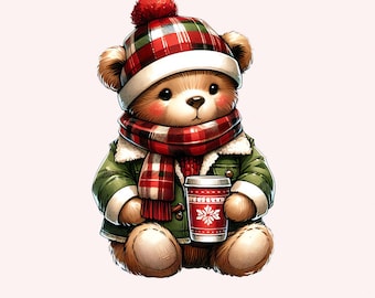 Teddy Bear PNG, Christmas PNG, Christmas Sublimation, Retro Holidays PNG, Coquette, Digital Download, Christmas Designs, Holiday Vibes