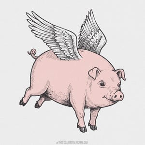 Download PNG di maiale volante, Clipart di maiale divertente, Grafica vettoriale di Pigasus, Arte animale stravagante, Arredamento per la casa, Detto motivazionale, Silhouette di maiale