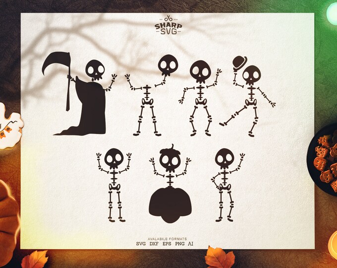 Halloween Skeletons SVG - Halloween SVG Files - Cricut cut files - Silhouette dxf files - Fall svg - Halloween cut files - Funny Halloween