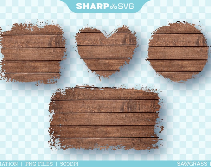 Distressed Brown Wood Sublimation PNG | Square Heart Circle Rectangle - Sublimation Designs Downloads - Sublimation PNG