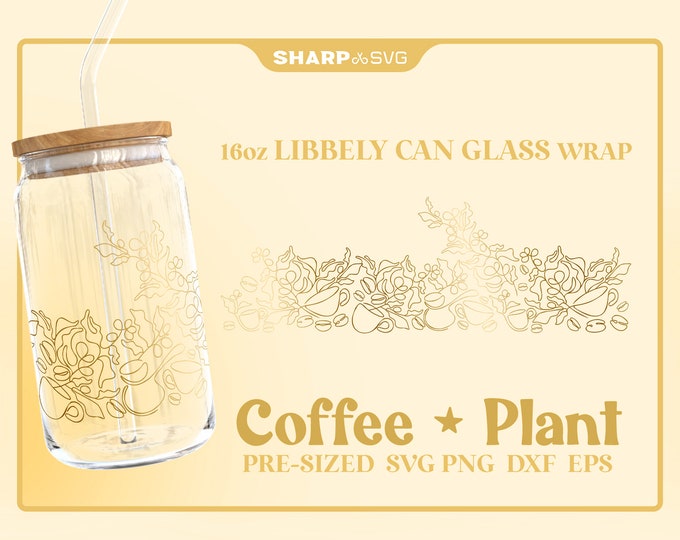 Coffee Lover Can Glass Wrap SVG • 16oz Glass Beer Can Cutfile • Can Template • digital files dxf eps png • Cricut • Silhouette
