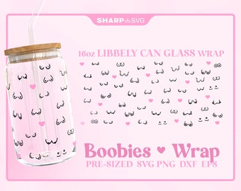 Boobies Pattern SVG Can Glass Wrap SVG • 16oz Glass Beer Can Cutfile • Can Template • digital files dxf eps png • Cricut • Silhouette