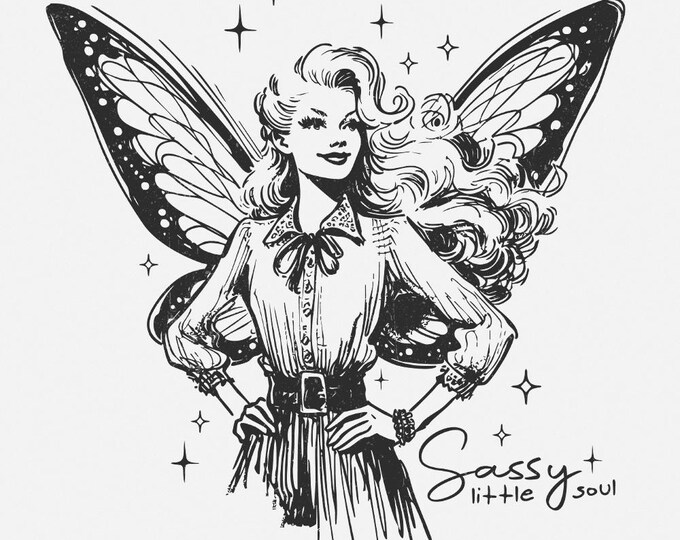 Sassy Little Soul Fairy PNG, Trendy Sublimation Design, Cute Fantasy Girl Art, Digital Download for Playful Spirits