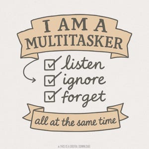 Multitasker sublimatie PNG, grappig retro T-shirt design, nieuwigheid digitale offerte print, sarcastische illustraties, instant download, trendy humor