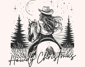 Howdy Christmas PNG, Cowgirl Christmas PNG, Vintage Western Christmas PNG, Retro Western, Western Christmas, Sublimation Design