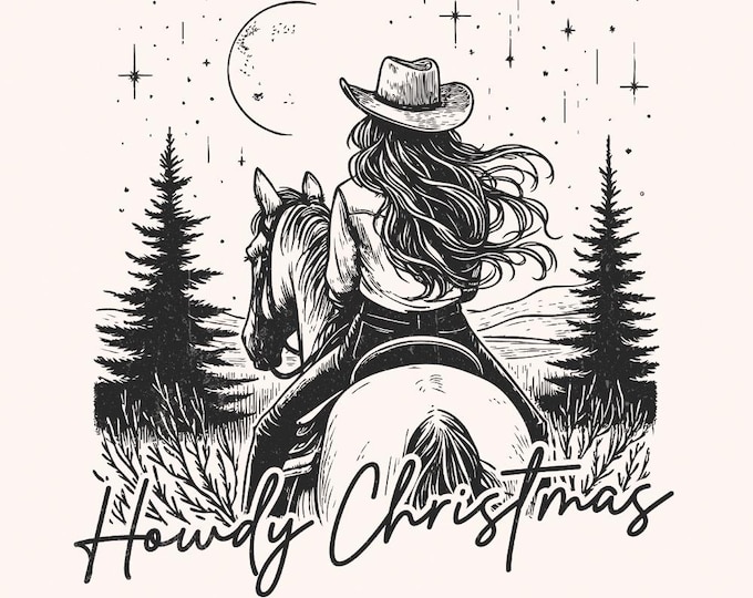 Howdy Christmas PNG, Cowgirl Christmas PNG, Vintage Western Christmas PNG, Retro Western, Western Christmas, Sublimation Design